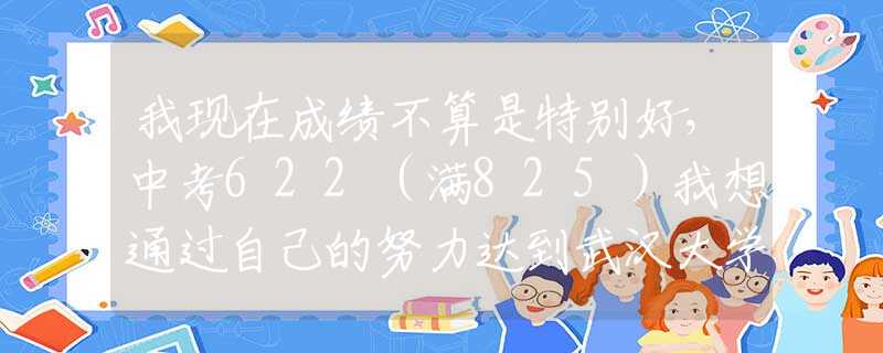 我现在成绩不算是特别好，中考622（满825）我想通过自己的努力达到武汉大学，理科较差，如何努力?