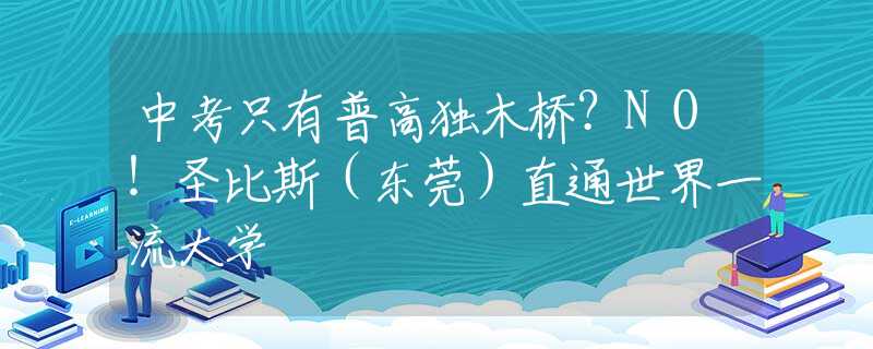 中考只有普高独木桥？NO！圣比斯（东莞）直通世界一流大学