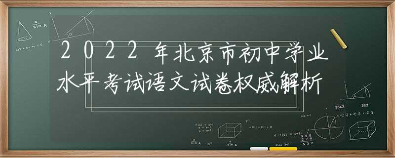 2022年北京市初中学业水平考试语文试卷权威解析