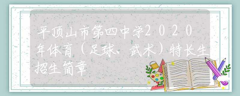 平顶山市第四中学2020年体育（足球、武术）特长生招生简章