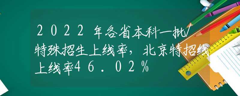 2022年各省本科一批/特殊招生上线率，北京特招线上线率46.02%