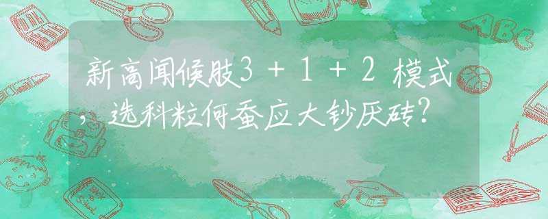 新高闻候肢3+1+2模式，选科粒何蚕应大钞厌砖？