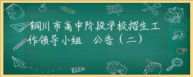 铜川市高中阶段学校招生工作领导小组 公告（二）