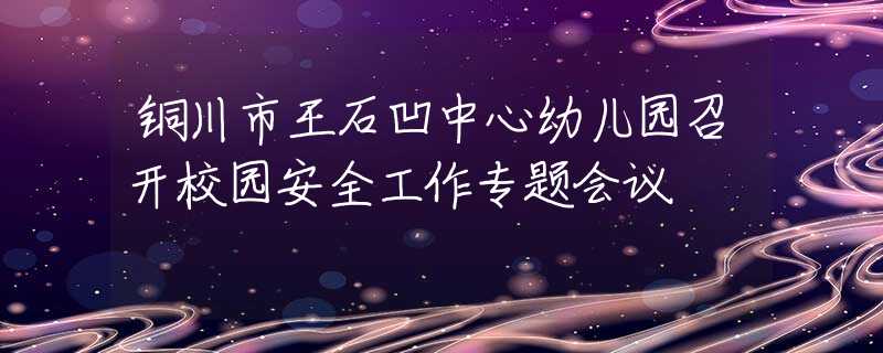 铜川市王石凹中心幼儿园召开校园安全工作专题会议