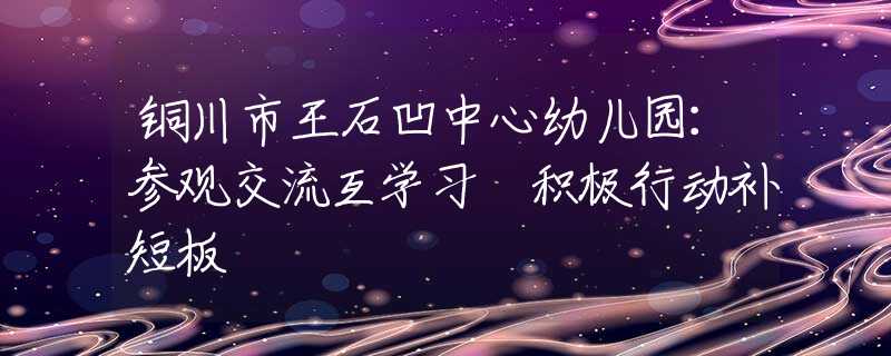 铜川市王石凹中心幼儿园：参观交流互学习 积极行动补短板