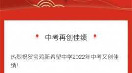 热烈祝贺宝鸡新希望中学2022年中考又创佳绩！